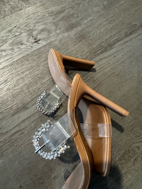 Zara Clear PVC Sandals with Rhinestone Buckle in Tan - Picture 8 of 9